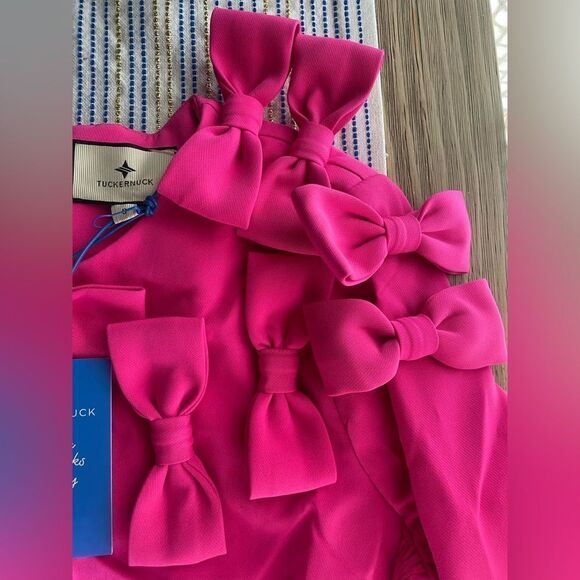 Tuckernuck Bow Dress Womens Sz Small Hot Pink Cameron Eubanks Wimberly NWT - Picture 8 of 17